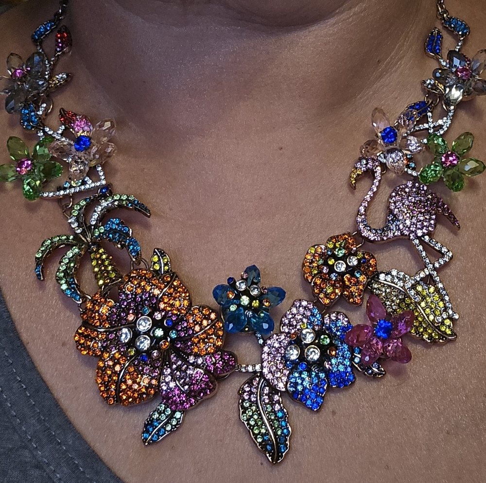 Multicolor Crystal Floral Statement Necklace - Women Jewelry Necklaces